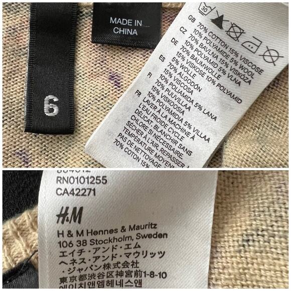 H&M Divided Size 6 Purple Floral Button Up Long Sleeve Vintage Rose Cardigan - Picture 6 of 6